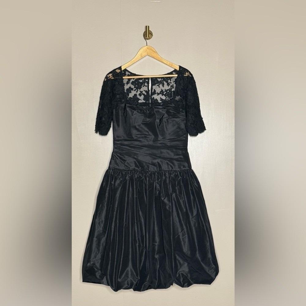 Vintage Black Satin Lace Bubble Hem Dress Bill Hamilton Gothic Cocktail Formal